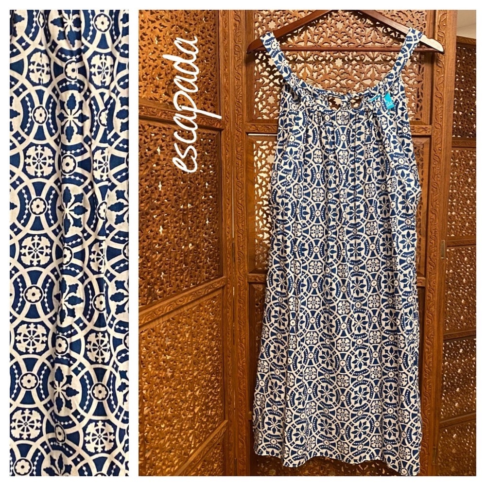 🚺 escapada blue & white boho dress